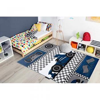 Alfombra Infantil Petit Carrera Fórmula 1 Coche Azul 160x220 cm