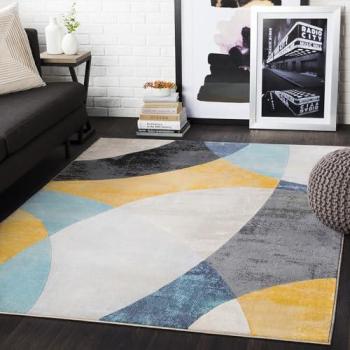 Alfombra Escandinava Moderna Multicolor 160x220 cm, Diseño Boho, Pelo Corto, Suave y Fácil de Cuidar