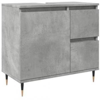 Armario de baño madera contrachapada gris hormigón 65x33x60 cm