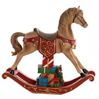 Adorno Navideño DKD Home Decor Resina Caballo Marrón Rojo 34 x 10 x 32 cm (3 Unidades)