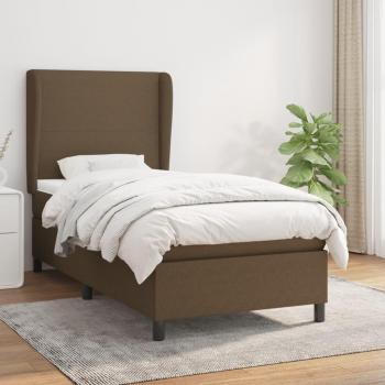 Cama box spring suave con colchón marrón oscuro 80x200 cm Tela