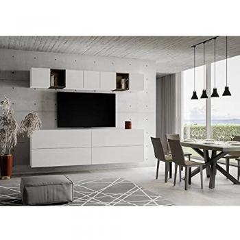 Composición de Pared para Salón A104 Blanco y Nogal L. 268 P. 39,5