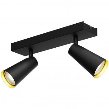Lámpara de techo Lucande Angelina oro-negro 2 luces, foco empotrado, metal e.o., para dormitorio, GU10