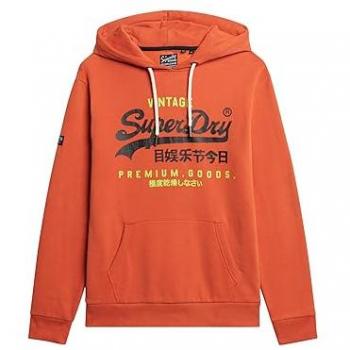 Superdry Classic Vintage Logo Heritage Hoodie - Rust Orange, Size S
