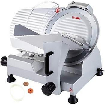 BuoQua Cortafiambres Profesional, 250W 30 cm Hoja de Acero Inoxidable Cortafiambres Eléctrico, Espesor 0-16 mm Cortadora de Fiambres Ajustable para Carne, Fiambres, Queso, Rosbif, Verduras, Frutas