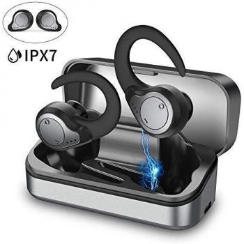 Auriculares Inalámbricos Bluetooth 5.0, Deportivos Auriculares In-Ear Impermeable IPX7 8 + 40H Tiempo de Juego CVC8.0 Sonido Estéreo con Mic y Type-C Estuche de Carga para iPhone Android