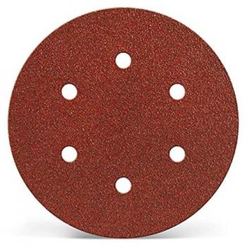 Disco Abrasivo Ø15cm Grano 80 con Velcro - Lote de 6 Discos (6 Agujeros)