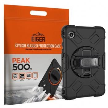 Carcasa Eiger Peak 500m para Samsung Galaxy Tab A9, protección completa con asa giratoria de 360° y bandolera, color negro