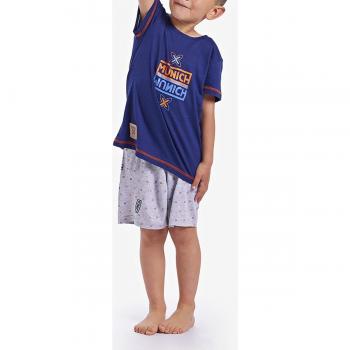 Pijama Casual de manga corta azul marino-gris para niño