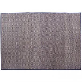 Alfombra de bambú geométrico azul estilo mediterráneo