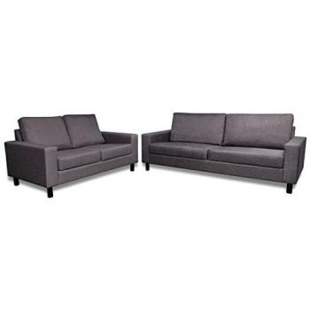vidaXL Set dos sofás de 2 y 3 plazas, color gris oscuro