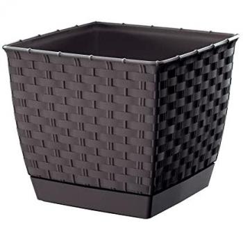 Maceta Prosperplast RATOLLA SQUARE 1,5L Ocre Oscuro, dimensiones (mm) 145x145x126