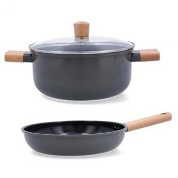 Set de Sartén y Cacerola Bidasoa Mia Aluminio Ø24 cm Antiadherente Inducción Vitrocerámica Tapa de Cristal