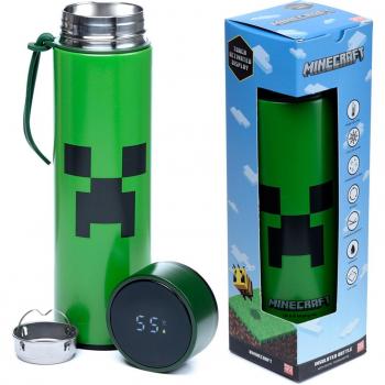 Botella Térmica Minecraft Creeper 450ml Acero Inoxidable con Termómetro LED