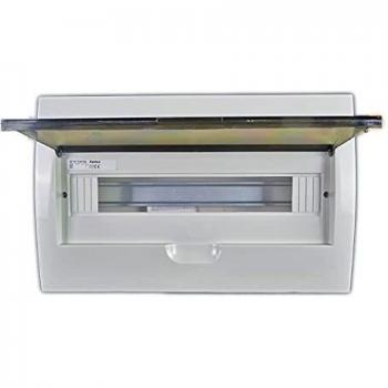 Centralino empotrado blanco/gris con 18 módulos, caja de fusibles IP40, riel DIN