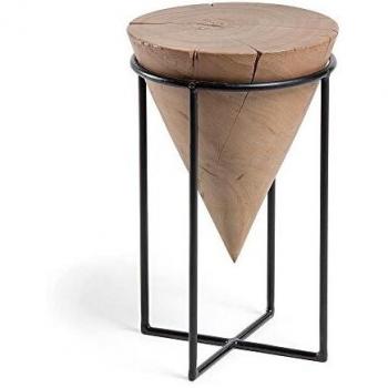 Kave Home - Mesa Auxiliar Rawra Redonda Ø 31 cm de Madera de Acacia con Estructura de Acero en Negro