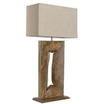 Lámpara de Mesa Beige Natural de Madera de Mango 50 W 220 V 40 x 20 x 75 cm Home ESPRIT
