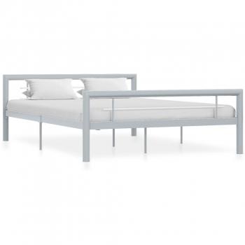 Estructura de cama sin colchón metal gris y blanco 120x200 cm