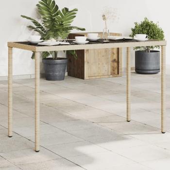 Mesa de jardín con tapa de vidrio beige 115x54x74cm Polyrattan Vidaxl