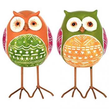 Figura Búhos 2 Unidades Multicolor de Resina 13*8*8cm Signes Grimalt By SIGRIS