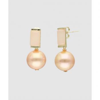 Pendientes Pearls perla rosa y jade rosa