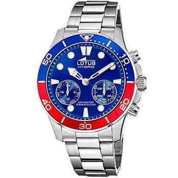 Lotus Reloj Modelo 18800/4 de la colección Connected, Caja de 44,5 mm Azul con Correa de Acero para Caballero
