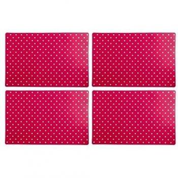 Villa D'Este Checks Juego de 4 Manteles Individuales de Plástico, a Lunares en Rosa, 28 x 43,5cm