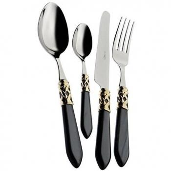 Bugatti ALDNM-S4250 Aladdin cucharillas-Set, 24 Teilig, vajilla, Acero/ABS, Negro, 39 x 27 x 5 cm