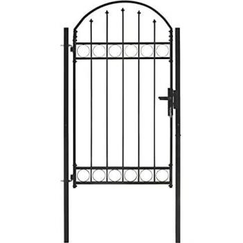 SengentoStyle Tuinpoort met gebogen bovenkant 100x175 cm staal zwart