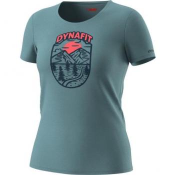 Camiseta Dynafit Graphic de Manga Corta para Mujer en Color Azul Claro y Rosa - Talla S