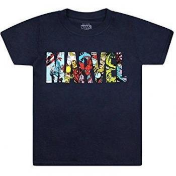 Marvel Logo Characters Camiseta, Azul
