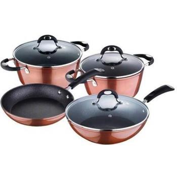 Bergner Q2916 Set 7pc batería de Cocina Aluminio Forjado, inducción, Marrón