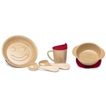 The Dida World Ecofriendly - Conjunto vajilla infantil, 5 piezas, color natural