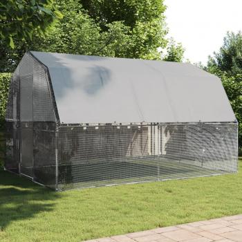 vidaXL Chicken Coop with Roof and Door - Silver Galvanised Steel