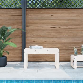Banco de jardín blanco de madera maciza de pino 80x38x45 cm