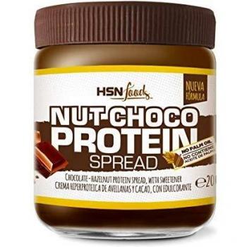 Crema Hiperproteica de Cacao y Avellanas de HSN | NutChoco con Whey Protein | Ideal para Untar en Tortitas ¡Deliciosa! | Baja en azúcar, Sin Aceite de Palma, Sin Gluten, Apto Vegetarianos, 200g
