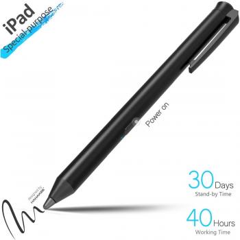Hahakee Lápiz Capacitivo Activo de Punta Fina,40 Horas de Funcionamiento Continuo y Tiempo de Espera 30 Días,Pasó la Certificación CE,Stylus Capacitivo Recargable Especialmente Para la Serie iPad