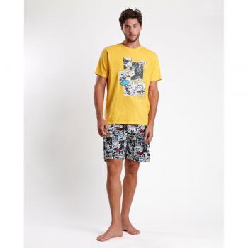 Pijama Manga Corta Summer Comic amarillo
