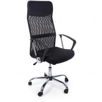 Sillón de oficina en ecopiel negra Dakar con reposabrazos