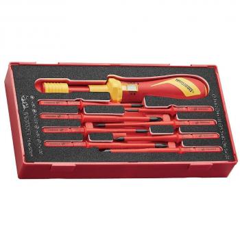 Juego de destornilladores dinamométricos aislados Tengtools TEAVSD09 - 9 piezas, tipo de punta Ranurado