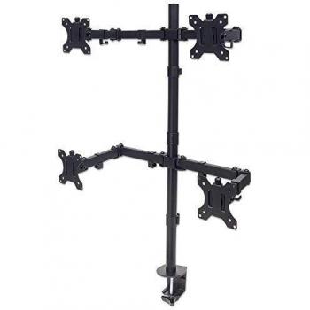 Manhattan 461566 Universal Four Monitor Mount with Double-Link Swing Arms, Holds Four 13 to 32 LCD Monitors up to 8 kg