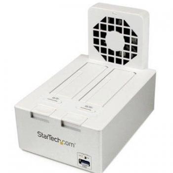 StarTech.com SDOCK2U33HFW - Estación de conexión con ventilador USB 3.0 UASP de 2 bahías de disco duro SATA 2.5 y 3.5, blanco