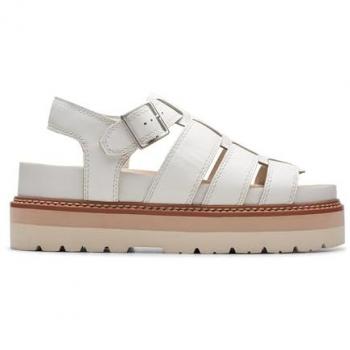 Clarks Orianna Twist Off-White Leather Women's Platform Slingback Sandals