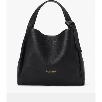 Bolso de mano de piel mediano Knott en negro con bandolera extraíble