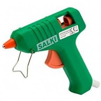 SALKI Pistola de Encolar - Mini Aplicador de Silicona Caliente con Soporte. Compatible con Barras de Cola Termofusible de 7,5mm de Diámetro, Potencia de 25W, 240V