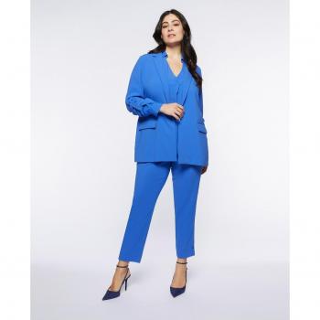 Pantalón recto de mujer liso con bolsillos americanos