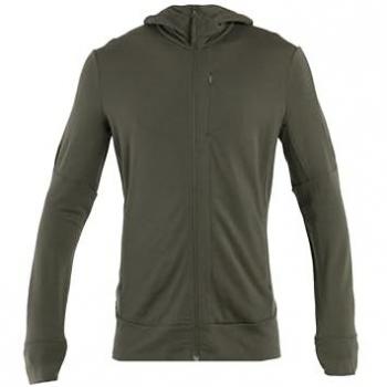 Sudadera con capucha de merino Icebreaker 260 Quantum IV con cremallera en color verde caqui - S