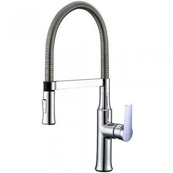 Clever 98764 Chef Agora EcoNature - Grifo Semiprofesional, Latón Cromado, Muelle Exterior de Acero Inoxidable, Ducha ABS, Cromado, 750 x 275 x 65 mm