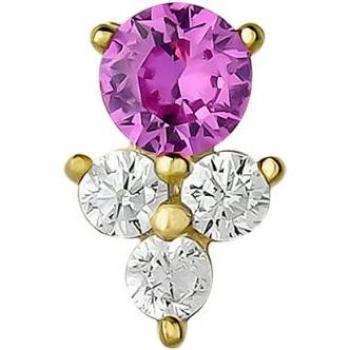 Piercing Earcandy Zair de Plata de Ley 925 con baño de oro 18k y circonitas rosas y blancas