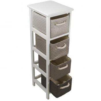 FRANDIS 199300 Cromado para Puertas con 4 cajones de Madera Victoria lacada en Blanco, Trenzados, Gris/Negro, 25 x 29 x 86 cm